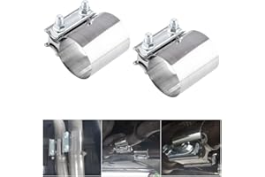 BESULEN 2.25 Inch Exhaust Clamp, 2 PCS Butt Joint Band Clamp Sleeve Coupler, Car Stainless Steel Muffler Band Clamp, Exhaust Pipes Repair Sleeve Connector, Car Exterior Accessories (2.25")