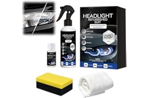 ROVIA Automotive Headlight Restoration Kit: Fast & Easy Car Headlight Cleaner for Oxidized, Yellowed Headlamps - Refurbishing Fluid Restores Clarity & Brightness for All Vehicle Types (1pcs)
