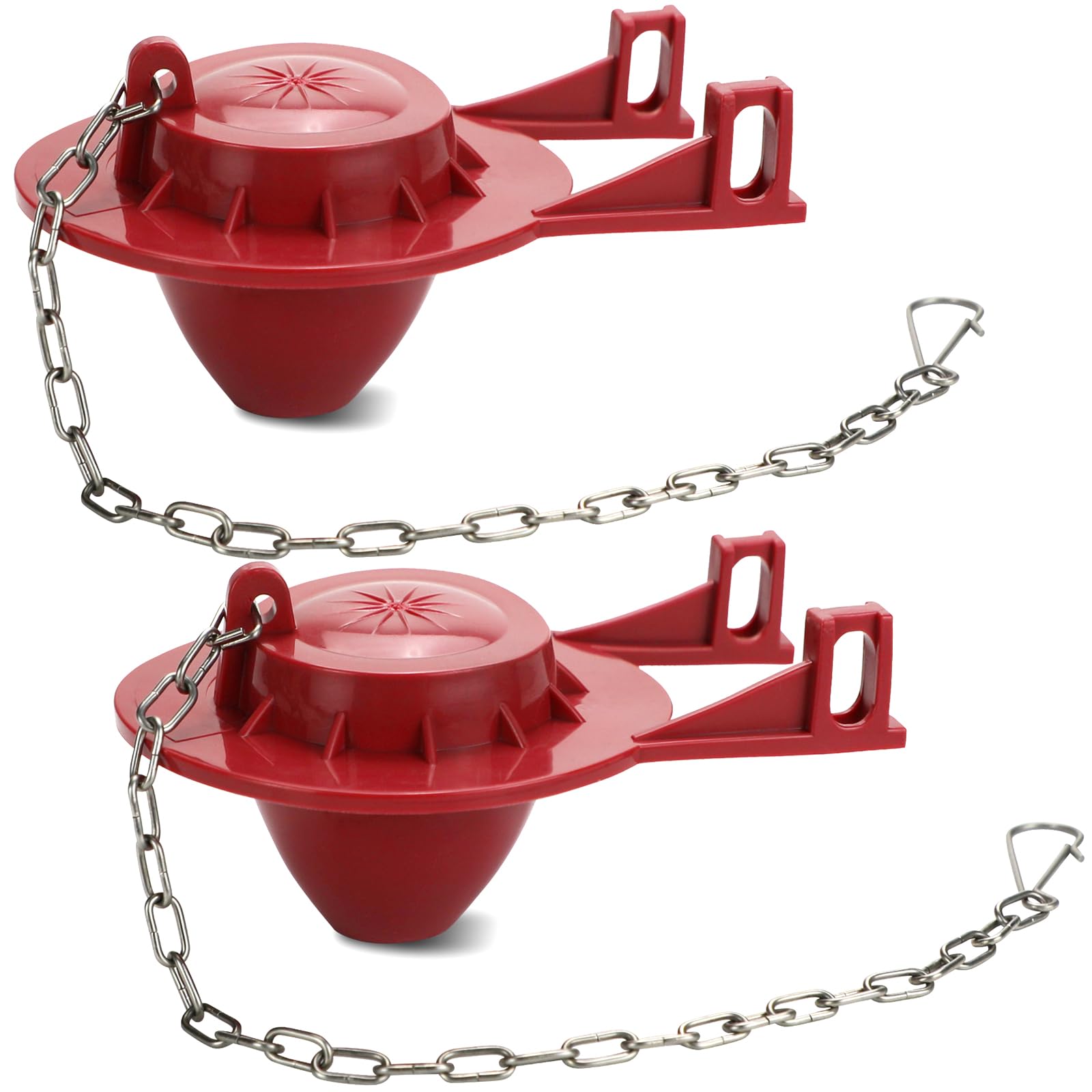 Photo 1 of 2 Pack 2-Inch Universal Toilet Flapper Replacement Kit - Fits Kohler, Toto, American Standard - High Performance Water-Saving Toilet Tank Flapper with Stainless Chain & Hook, Easy to Install Red