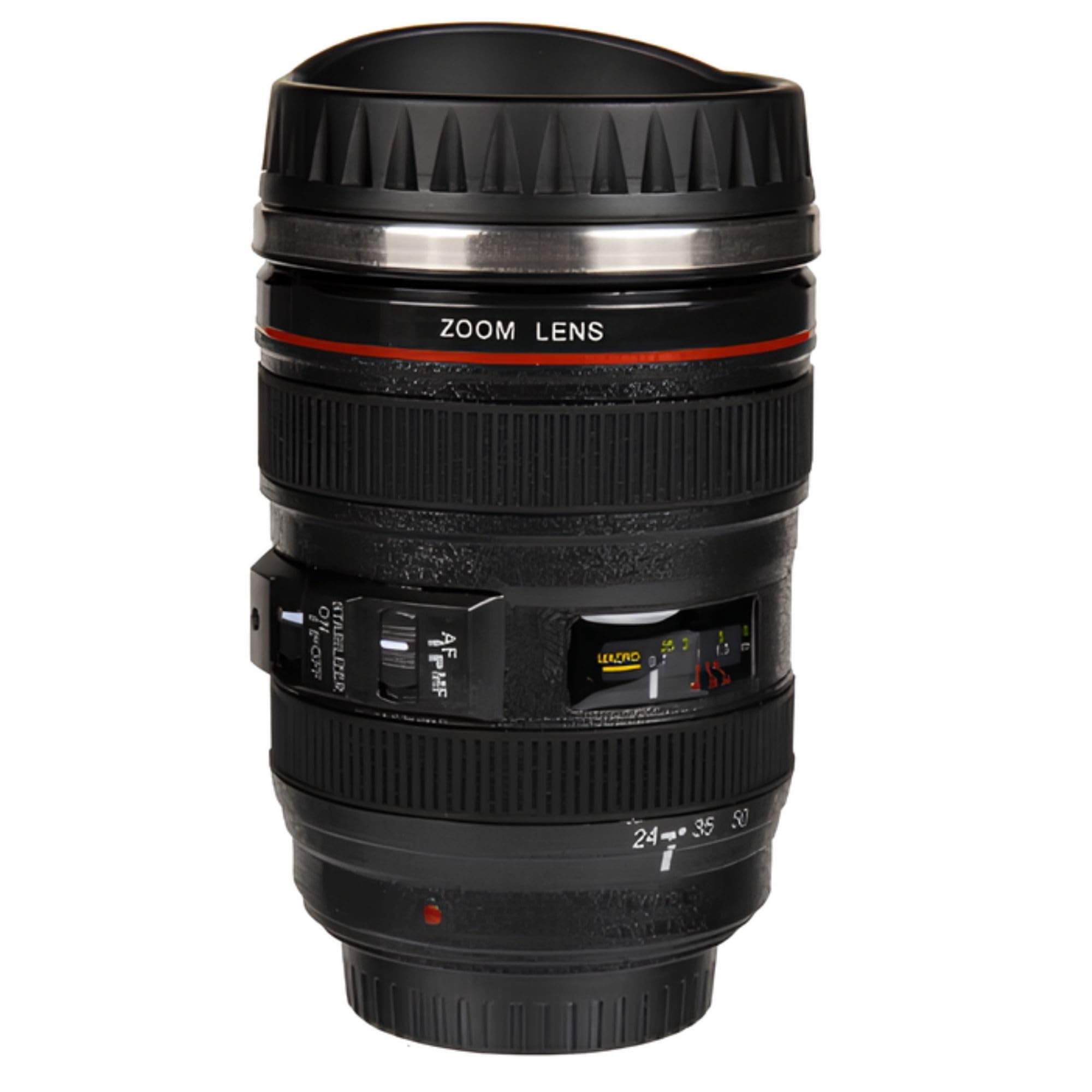 Out of the Blue" Camera Lens Mug with Stainless Steel Insert, Black, 9 x 9 x 15 cm