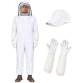 KAGZ Bee Suit with Adjustable Cap &amp; Gloves, Full Body Beekeeper Suit, L | Sting Proof Beekeeping Suit, Bonus Baseball Cap, Protective Cotton Blend Fabric, Wasp Resistant, Apiary &amp; Bee Costume