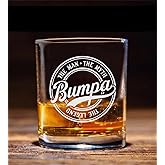 Bumpa The Man The Myth The Legend Whiskey Glass, Gifts For Grandfather, Papa, Dad, Him, Christmas, Birthday, Father's Day For Bumpa From Daughter, Son