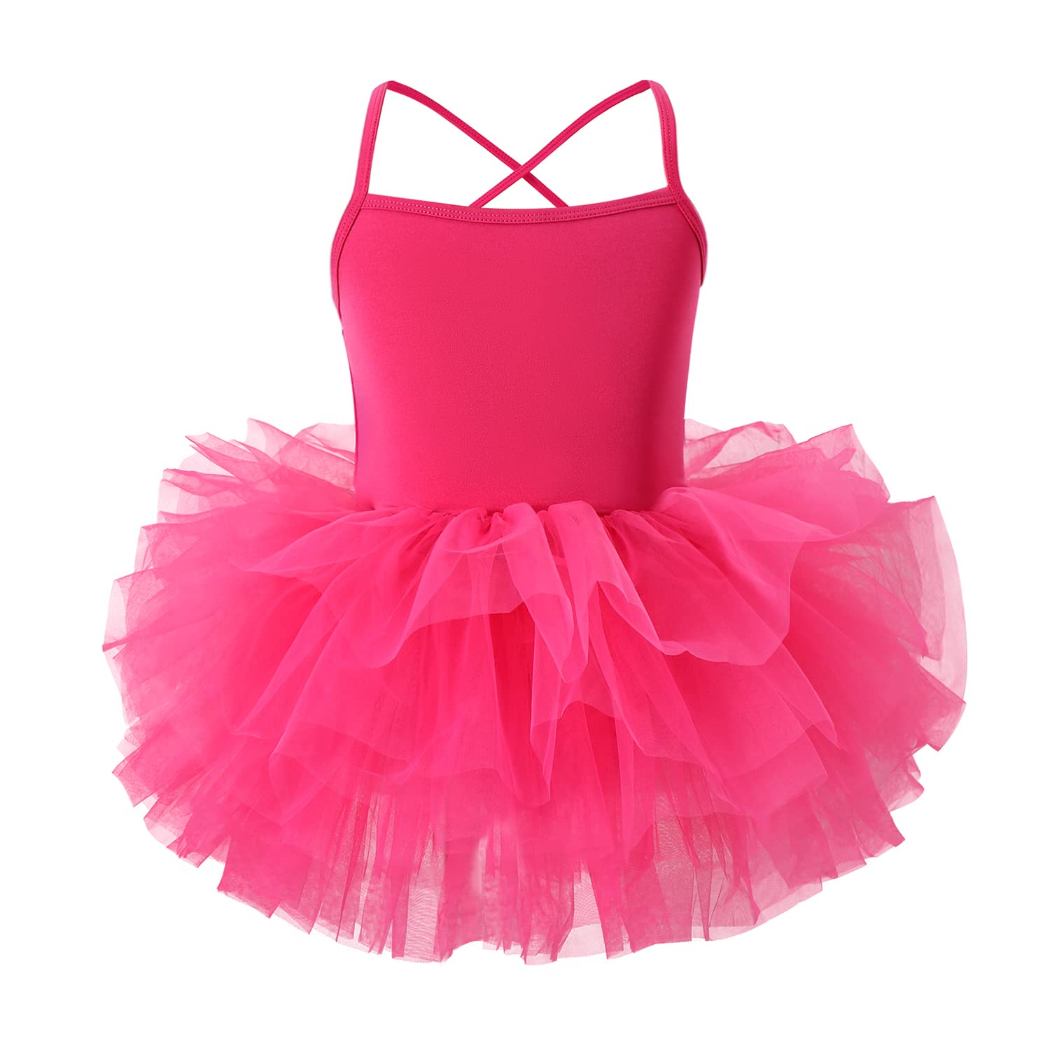 Photo 1 of Girls Ballet Skirted Leotards Strap Tutu Dress Party Costumes for Dance Hot Pink 6-8T