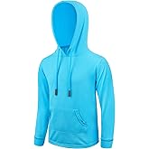 Boys Rash Guard UPF 50+ Swim Shirts Sun Protection Long Sleeve Hoodie Kids Fishing Beach Watersport Shirt with Pocket
