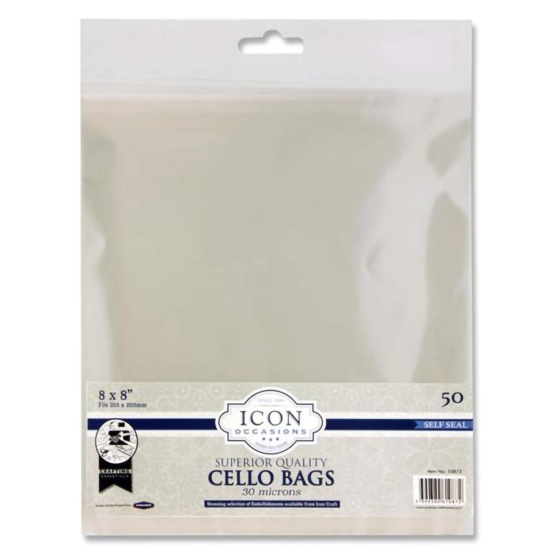 Premier Stationery Icon Self Seal Cello Bags.Pack of 50, 8 x 8-inch