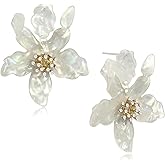 Ricarmo Bohemian Sparkly Crystal Acrylic Exaggerated Flower Lightweight Stud Earrings Vintage Floral Summer Vacation Dangle Drop Earrings For Women Jewelry Gift