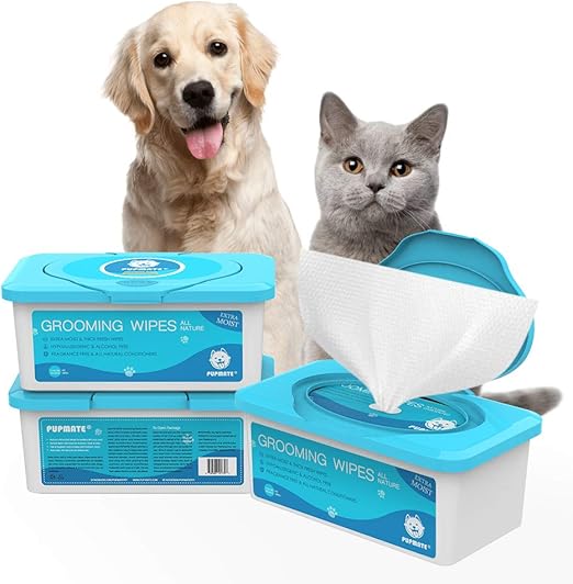 Pupmate Lingettes Nettoyantes Pour Chiens Et Chats Lingettes Extra Humides Et Epaisses Pour La Toilette Des Chiots Contient 100 Lingettes Desodorisantes Et Hypoallergeniques Nature Amazon Fr Animalerie
