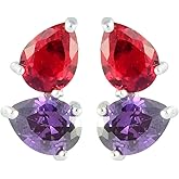 RIZILIA Stud Pierced Earrings with Pear Cut CZ [White Cubic Zirconia] in White Gold Plated, Simple Modern Elegant