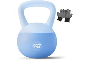LAVVON Soft Kettlebell - Cushioned Impact-Resistant Base and Anti-Slip, Kettle bell Anti-Slip Grip Weight for Home Workouts, Safe Strength Training Kettlebells Sets for Women & Men, With Non-slip Gloves