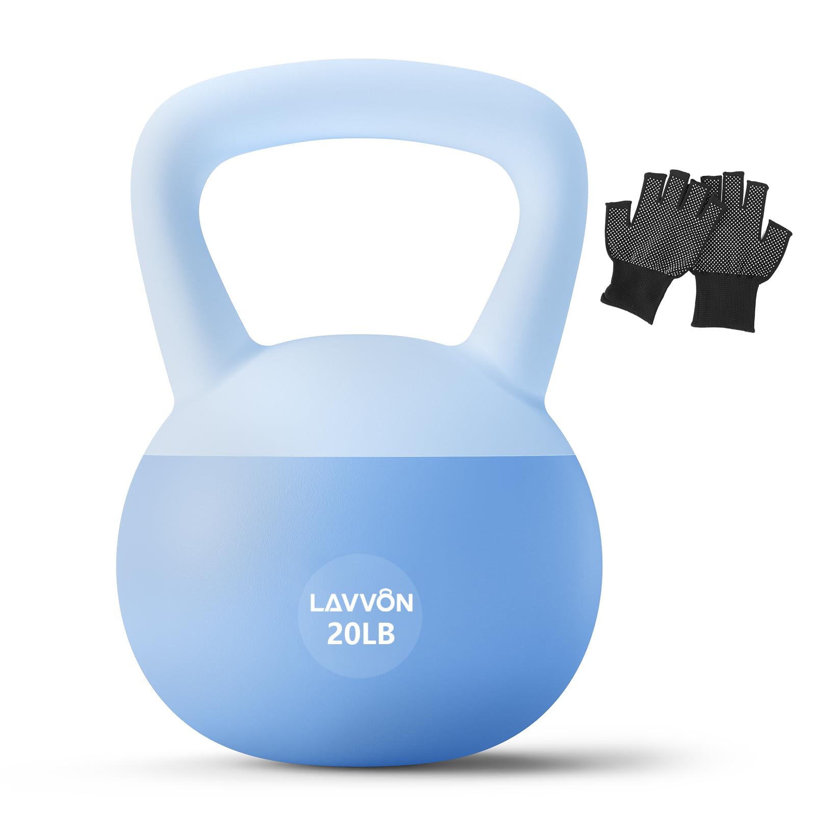 Photo 1 of **USED**  Soft Kettlebell - Cushioned Impact-Resistant Base and Anti-Slip, Kettle bell Anti-Slip Grip Weight for Home Workouts, Safe Strength Training Kettlebells Sets for Women & Men, With Non-slip Gloves (Blue, 20 LB)