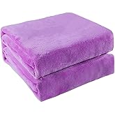 uxcell Flannel Fleece Blanket Full Size - Soft Lightweight Plush Microfiber Bed Blanket for Sofa or Couch, Machine Washable Blankets Fleeces, Light Purple 70x78 Inch