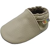 YALION Baby Leather Shoes,SOFE Sole Baby Walking Shoes,Slip-on Boys Girls Slippers with Elastic Ankle,Anti-Slip Crib Shoes for Infant Toddlers