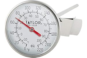 Taylor 8215N Bi-Therm Superior Grade Bi Metal Thermometer, 8" Stem, 1-3/4" Dial, 0 to 220 Degree F