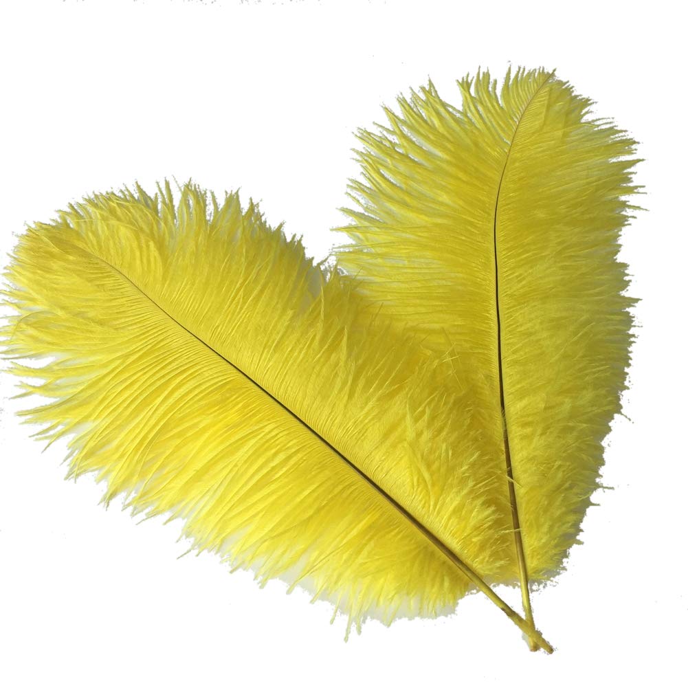 Sowder 14-16inch(35-40cm) Ostrich Feathers Plume for Wedding Centerpieces Home Decoration Pack of 10pcs(yellow) — image 1