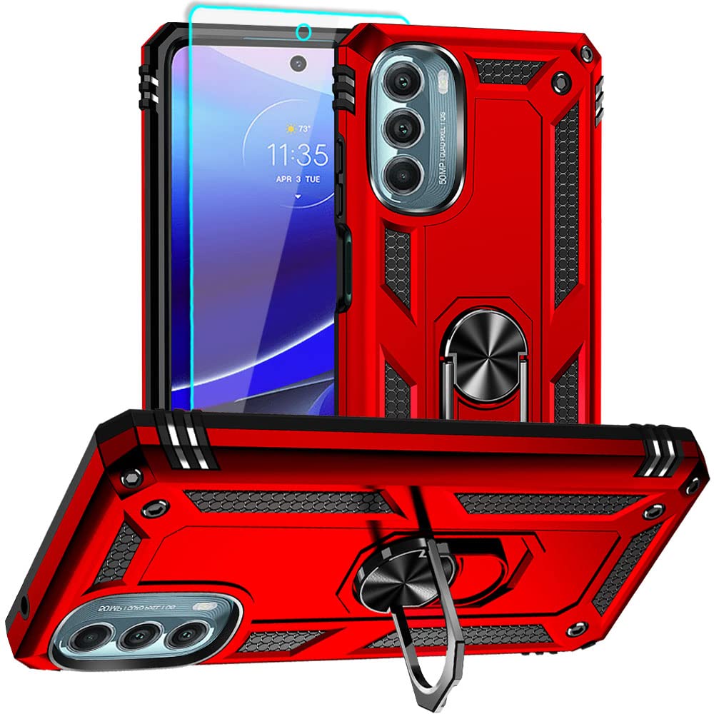 Photo 1 of for Moto G Stylus 5G 2022 Case, Motorola G Stylus 5G 2022 Case with HD Screen Protector, [Military Grade 16ft. Drop Tested] Ring Shockproof Protective Phone Case for Moto G Stylus 5G 2022,Red
