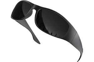 grinderPUNCH Super Dark Polarized Black Sunglasses | Biker Style Rider | Wrap Around Style Lightweight UV Protection