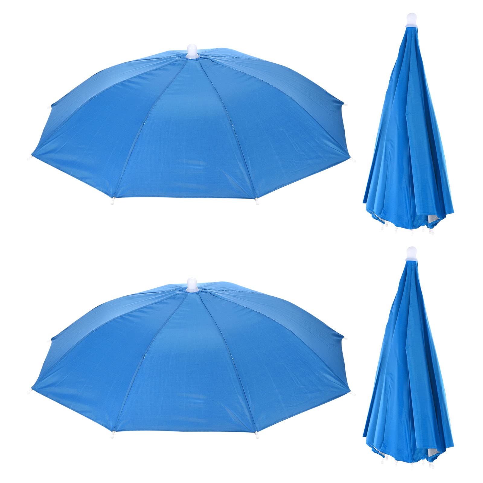 PATIKIL Umbrella Hat, 4 Pack 20 Inch Folding Sun Rain Cap Hands Free Fishing Umbrella Hat for Golf Fishing Camping Outdoor, Blue