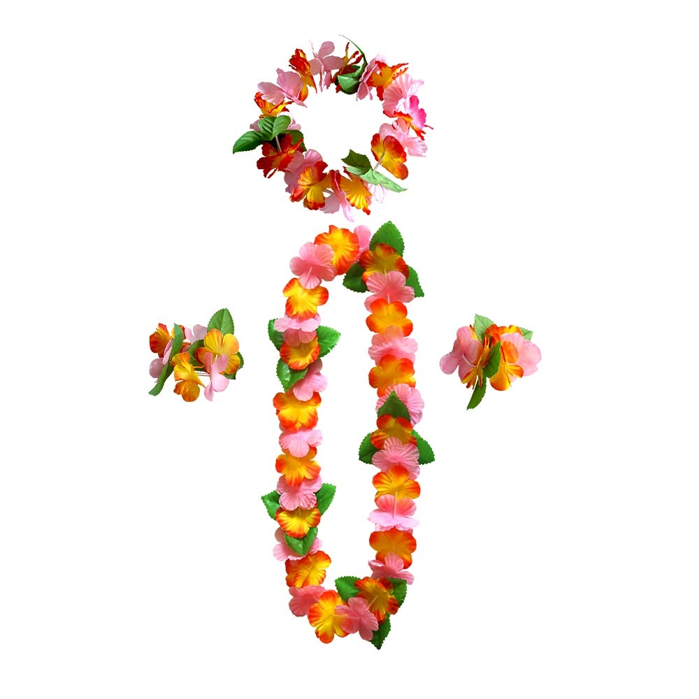 Guirnaldas 12 Collares 12 Diademas 24 Pulseras Lei Hawaiano de 