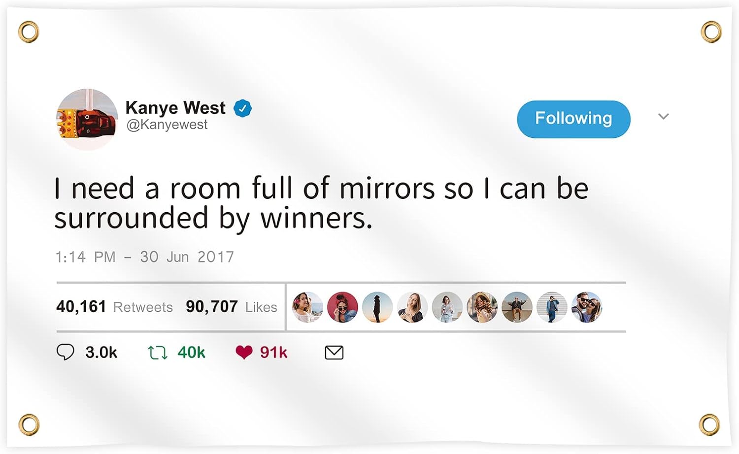 Tapestries - Wassupup 3x5 Feet Rapper K.West I Need A Room Full of Mirrors So I Can Be Surrounded by Winners Flag, Vivid Color & Fade Proof - Double Stitched Polyester with Brass Grommets 3 X 5 Ft Tapestry