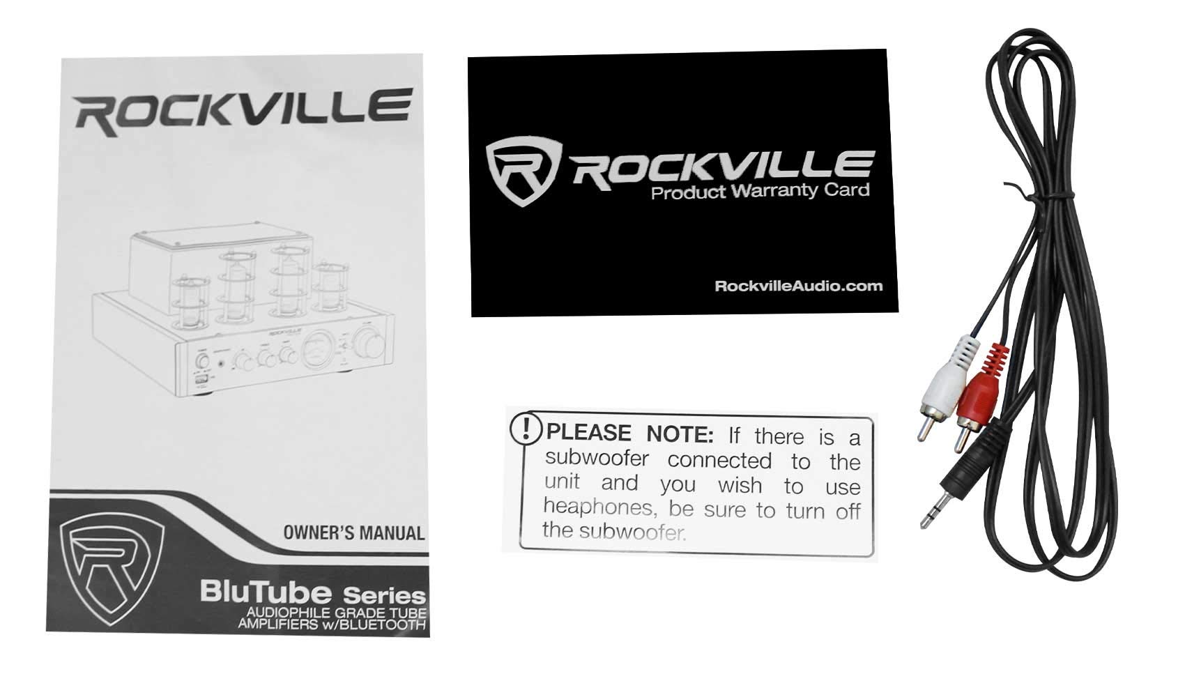 Rockville Bundle: (1) BluTube LED 70w Bluetooth Tube Amplifier/Home Stereo Receiver in Black Bundle with (4) HC655-16 6.5