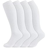 +MD Cotton Compression Socks for Women and Men 4/6 Pairs 15-20 mmHg Knee High Socks for Sports Travel Nurse Edema