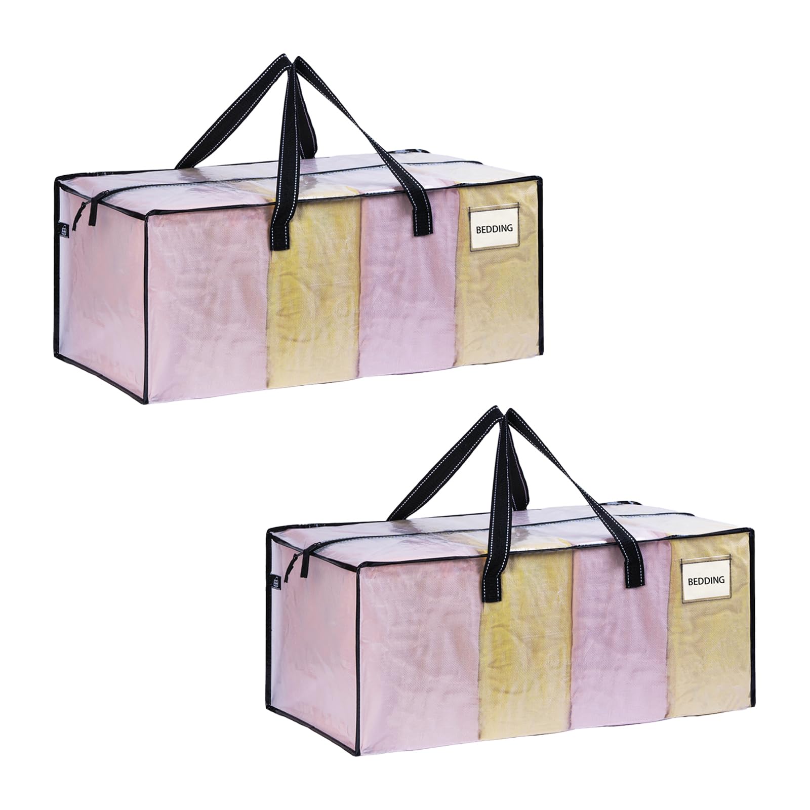 VENO 2 Pack Moving Bags Extra Large Storage Bags,Moving House Essentials,Heavy-Duty Storage Totes, Packing Boxes, and Wardrobe Moving Supplies,Laundry Bags (Clear, 2 Pack)