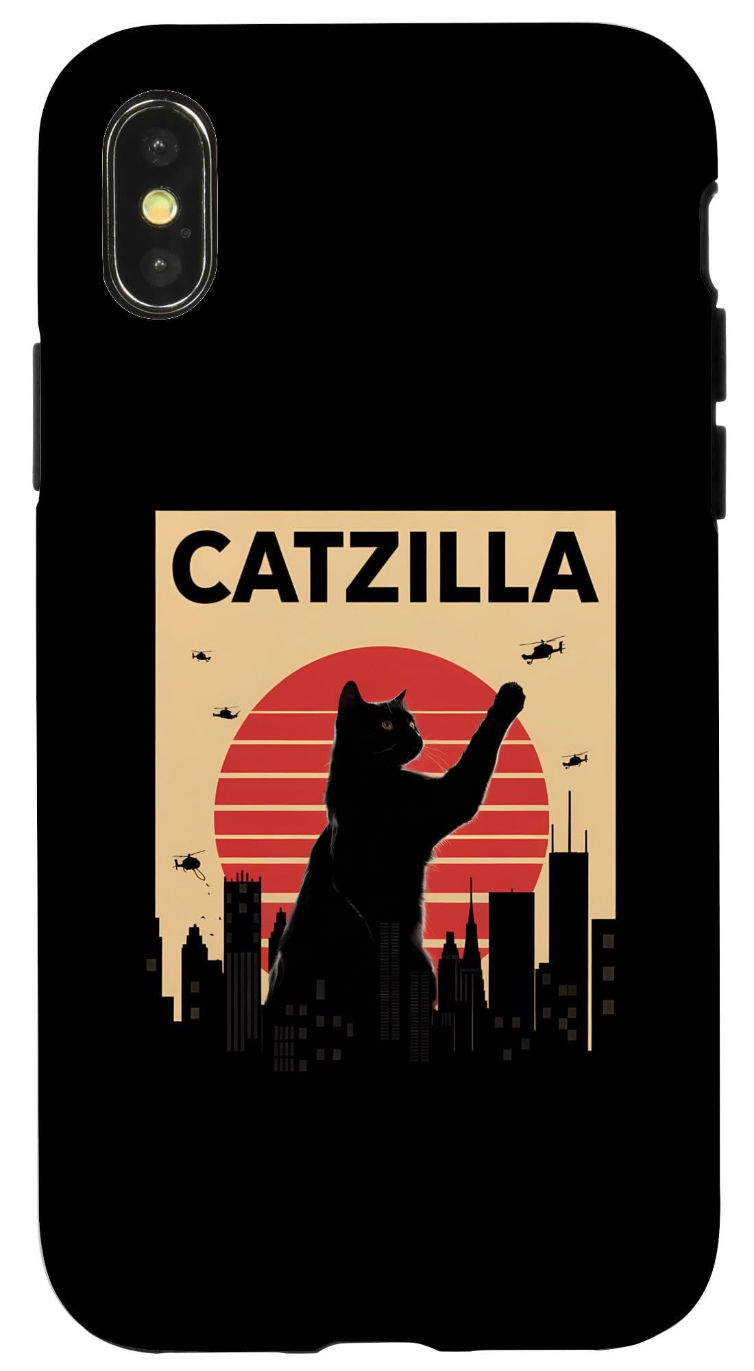 iPhone X/XS Vintage Catzilla tee - Funny Kitten and Cat Case
