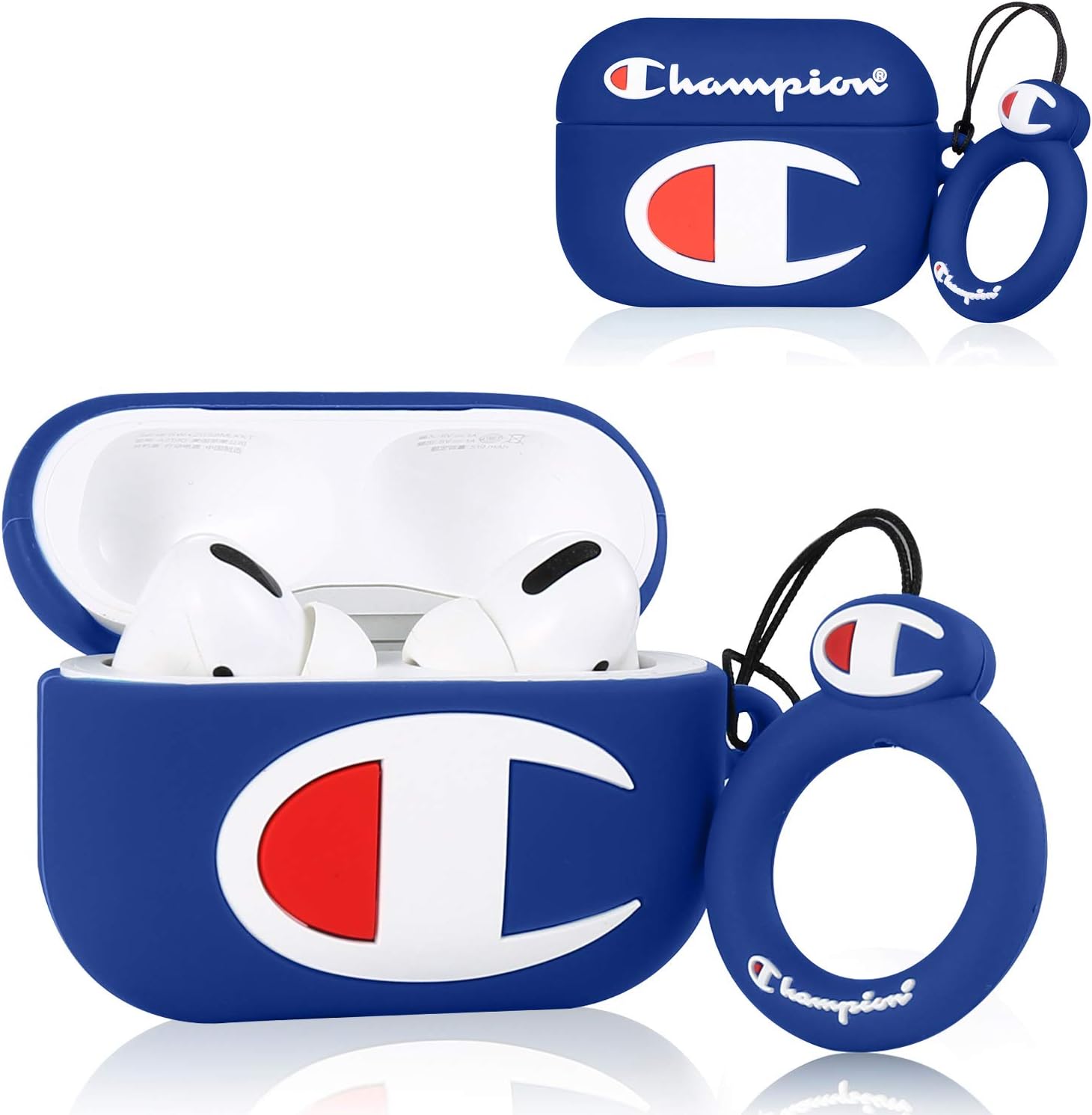 Punswan for Airpods Pro Case,Cute 3D Luxury Character Soft Silicone Stylish Cover, Sport Fun Cool Keychain Style Design Skin,Cases with Lanyard Chain,for Kids Boys Men Air pods Pro/3 (Blue Winner)