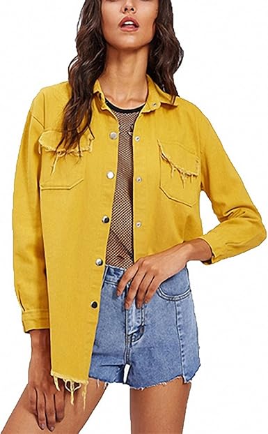 yellow jean jacket womens