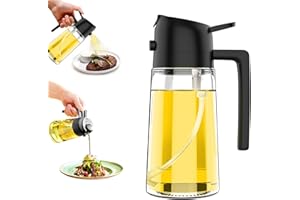 Ding Xi Oil Dispenser Bottle for Kitchen,2 in 1 Oil Dispenser and Oil Sprayer,450ml Olive Oil Dispenser Bottle,with Comfortable Handle Design for Barbecue, Air Frying Pan, Oven and Steak Frying