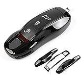 Aojezoor Piano Black Key Fob Cover Compatible with Porsche Key Shell Key Fob Shell Replacement Compatible with Porsche Cayenne Panamera 911 718 Macan Boxster Cayman Old Style