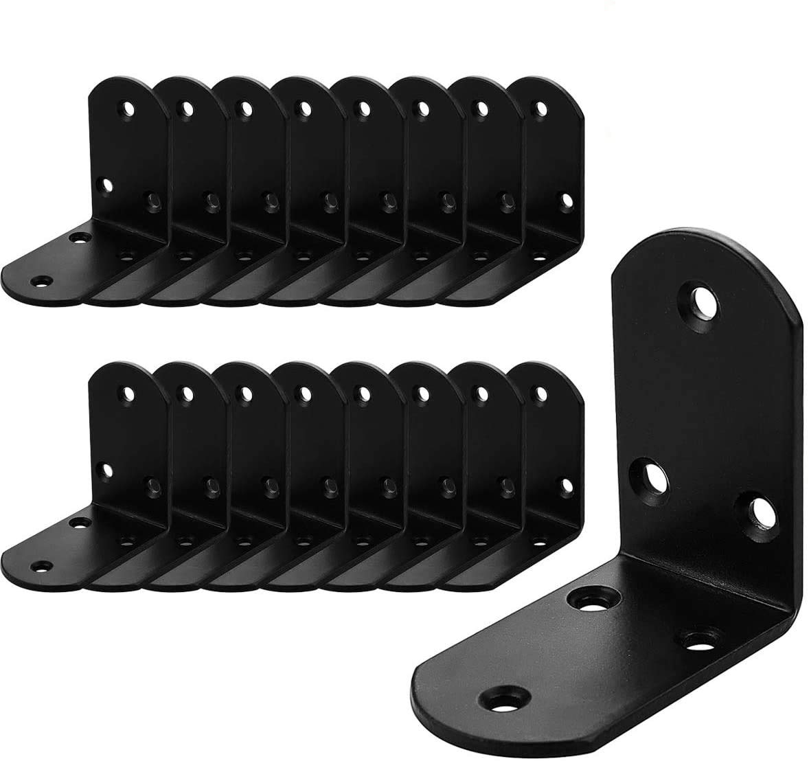 Photo 1 of 20Pcs Black Corner Brace, Heavy Duty Double Wide L Bracket, 50MM X 50MM X38MM Cast Iron Corner Bracket, 90 Degree Angle Bracket L Shape Bracket for Wood Shelves Table Furniture Cabinet