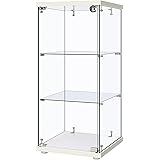 VIVOHOME 3 Layers 16''W x 16''D x 34''H Glass Countertop Display Showcase Cabinet Bookcase with Lock, 4mm Tempered Glass 25mm