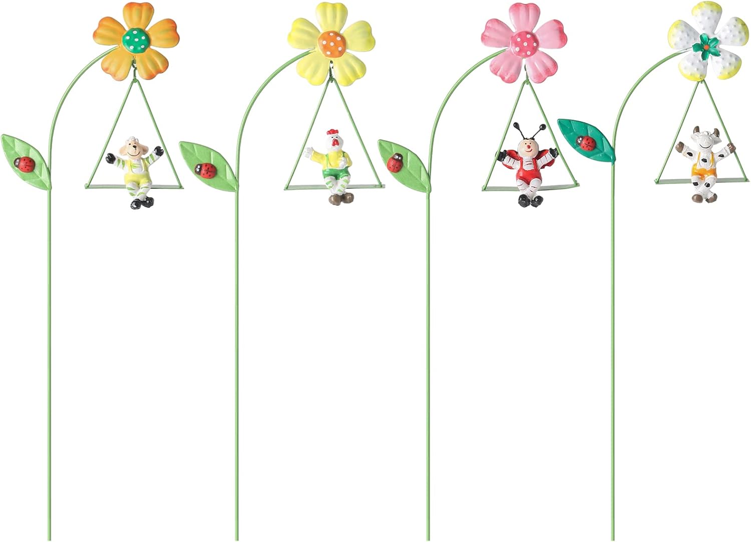 Decorative Garden Stakes - Aovdy Decorative Garden Stakes Set Garden Ornaments, Waterproof Decorations for Indoor Outdoor Yard (Flower & Insect-4PCS)