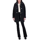 Laundry by Shelli Segal Women's Faux Sherpa Jacket– Winter Coat With Oversized Collar, Faux Horn Toggles