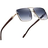 KAJILA Oversize Classic Mens Sunglasses Square Gold Frame Large Head Shades for Men UV 400 Protection Sunnies(7563)