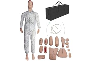 MZBZYU 5.7ft Life Size Patient Care Manikin Training CPR Simulator Basic Geri Nursing Skills Geriatric Human Model Mannequin Full Body for Students Education Teaching Medical Training Skills