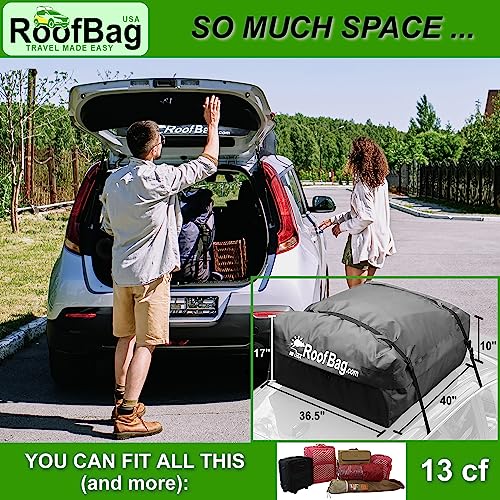 RoofBag Car Rooftop Cargo Carrier 13 Cubic, Waterproof Roof Bag Top