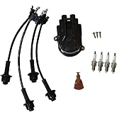 BCXFORK Tune Up Kit for Toyota Forklift 5FG 6FG 7FG Series w/ 4Y Engine | Distributor Cap + Ignition Rotor + Spark Plugs + Ignition Wire Set