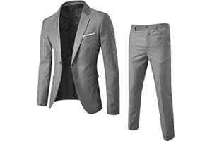 WWPPAION Men Suits 2 Piece Set Slim Fit One Button Slim Fit Solid Jacket & Pants Tuxedo Set Casual Business Wedding Party