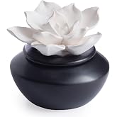 Airom&eacute; White Flower, Porcelain Passive Essential Oil Diffuser (with 15ml Peppermint Essential Oil) &ndash; Non-Electric, Battery-Free, Improves Sleep, and Relieves Stress