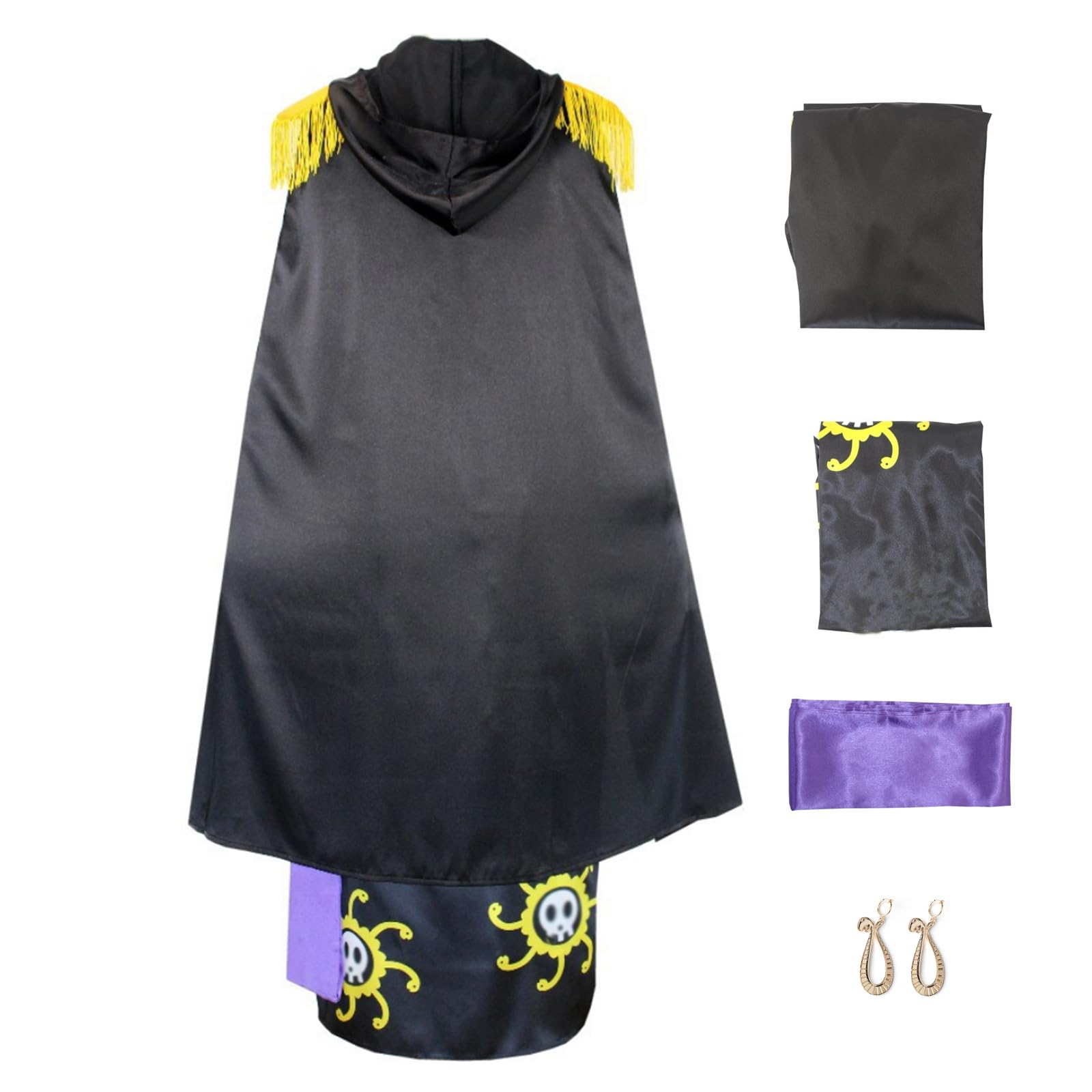 Photo 1 of GWOKDAN Queen Cosplay Costume Anime Black Kimono Dress Cheongsam Cloak Women Halloween Outfits Full Set(S,Black)