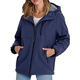 Yousify Womens Fleece Lined Rain Jacket Waterproof Lightweight Fall Winter Windbreaker Hooded Softshell Jackets