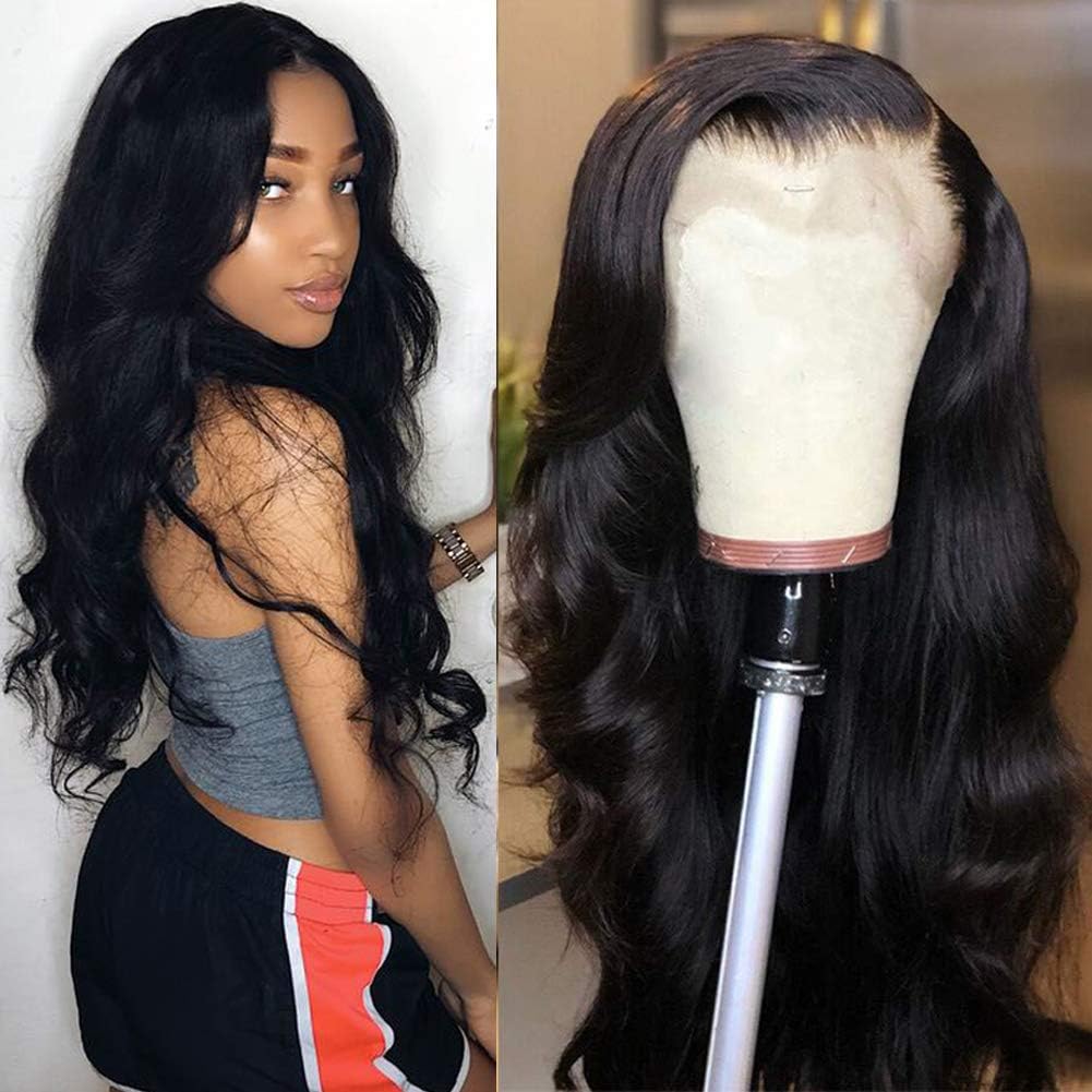 Invisible Knots 13x6 Lace Front Wig Human Hair Fake Scalp Body Wave Brazilian Virgin Human Hair Wigs for Women Deep Part Natural Color 20inches