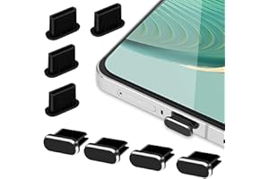 Jeffdad 8 Pack USB C Dust Plug, Anti Dust Plugs 4 Pcs Aluminium and 4 Pcs Silicone Type-C Dust Covers, with Mini Storage Box, Compatible with Most Type-C Phones(Black)