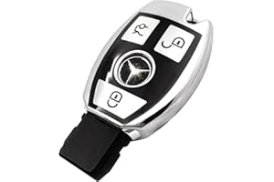 Creativity Suitable for Mercedes Benz key cover. Beautiful TPU Key Case Compatible with CLS CLK AMG ML C CL E S SL SLK G GLC GLE GLS M R Smart Remote Key (Silver Key Cover)