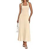 MEROKEETY Women's 2026 Spring Summer Sweater Dress Casual Halter Sleeveless Elegant Ribbed Knitted Bodycon Midi Dresses