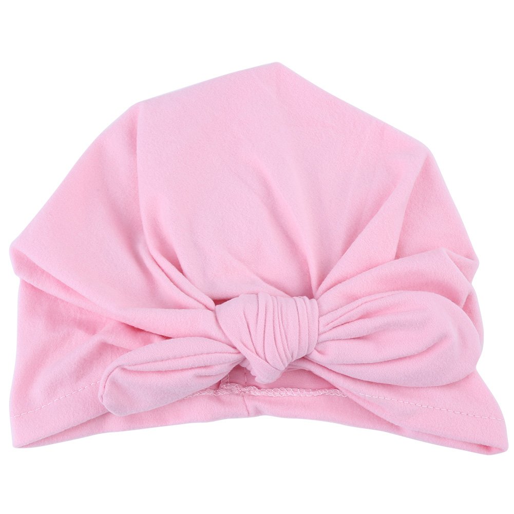 Fdit Baby Soft Turban Hat Newborn Super Soft Cotton Hat Baby Soft Cute Turban Hospital Indian Hat 6 Colors Optional(Pink)