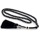 beirunde Muslims Islamic Dhikr Tasbeeh Tasbih Prayer Beads, Black agate 99 Stone Beads with Tassel