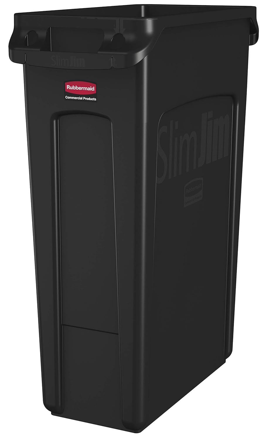 Rubbermaid Commercial Products Slim Jim Plastic Rectangular Trash/Garbage Can with Venting Channels, 23 Gallon, Black (FG354060BLA) (Renewed)